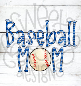 Baseball mom- Blue- PNG file- Digital Download
