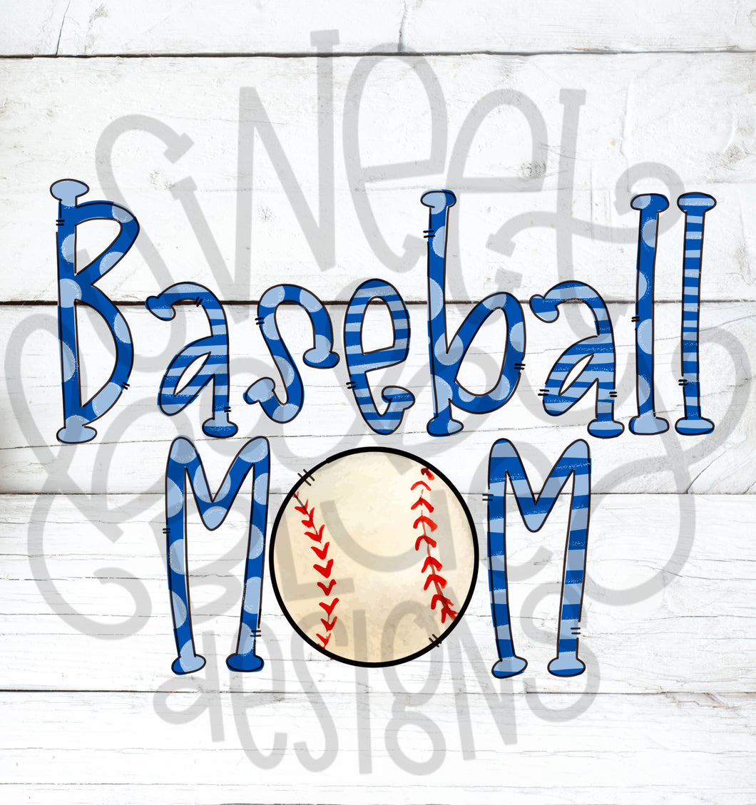 Baseball mom- Blue- PNG file- Digital Download
