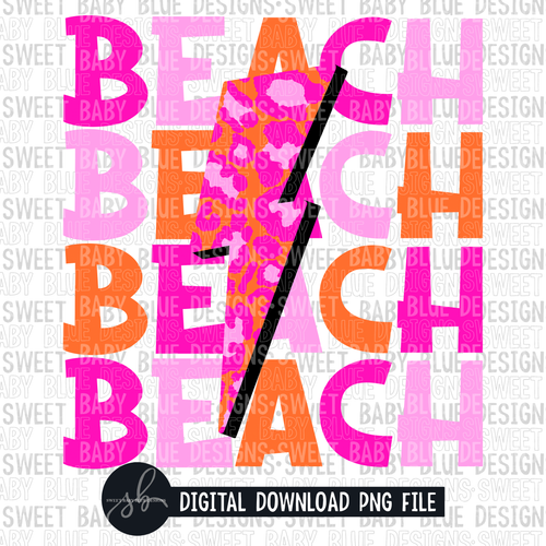 Beach stacked- Leopard bolt- 2022- PNG file- Digital Download