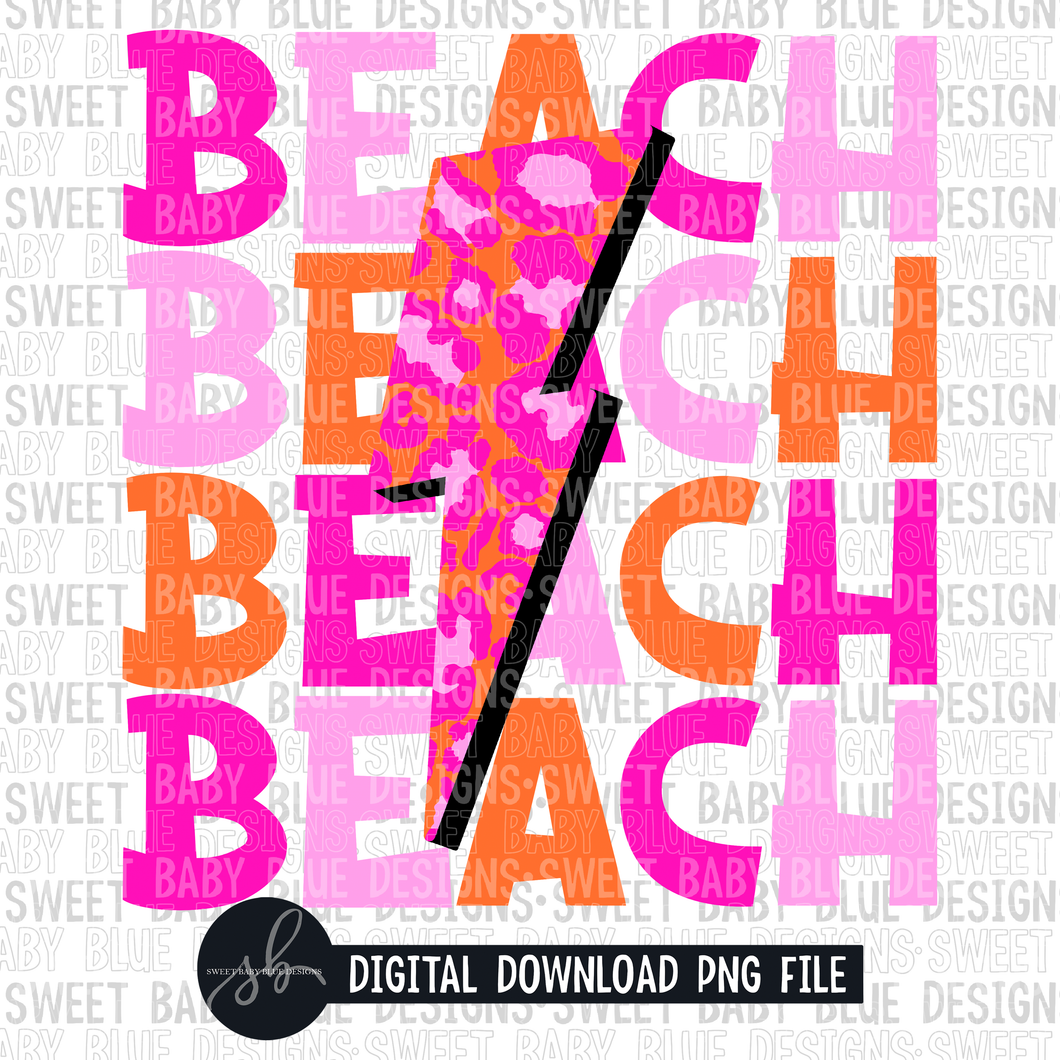 Beach stacked- Leopard bolt- 2022- PNG file- Digital Download