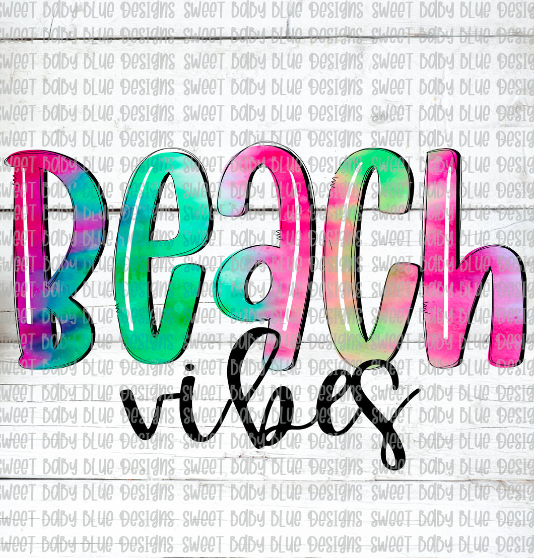 Beach Vibes- Watercolor- PNG file- Digital Download