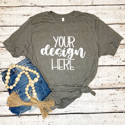 Bella Canvas 3001 Gray mockup- PNG file- Digital Download