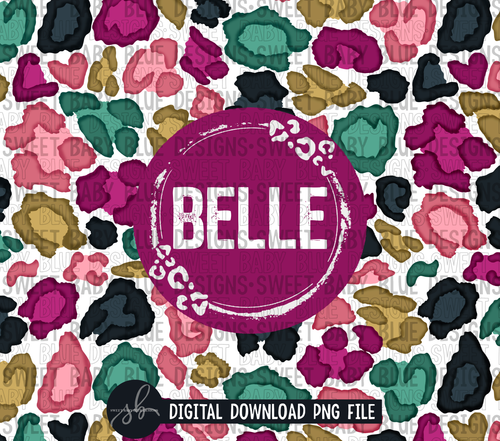 Belle- Leopard tumbler- 20 oz. skinny tumbler- 2022 -PNG file- Digital Download