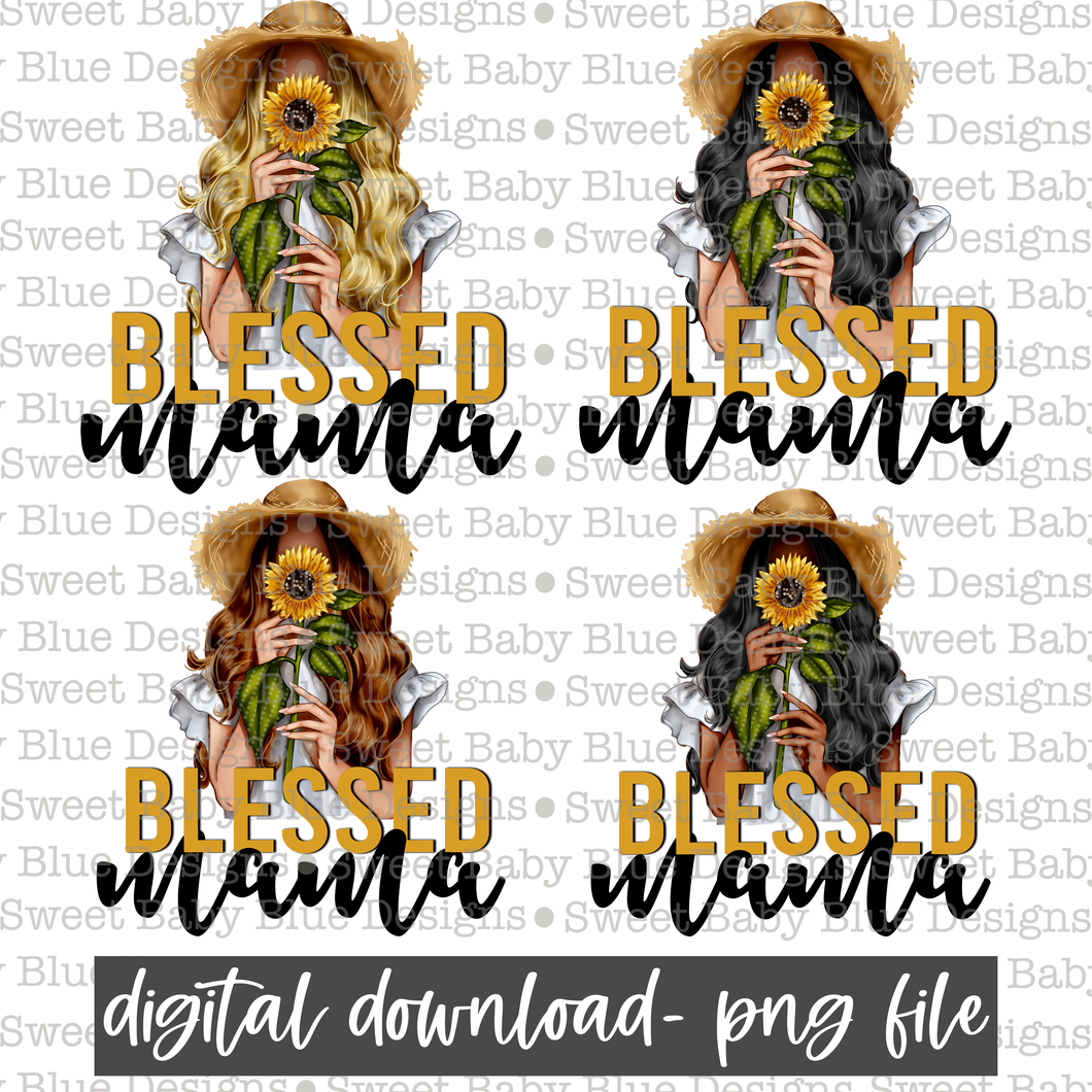 Blessed mama- Sunflower- BUNDLE - PNG file- Digital Download