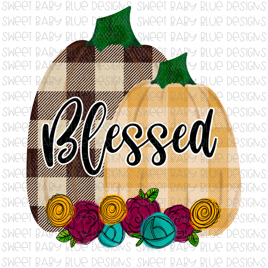 Blessed- Pumpkin- Floral- PNG file- Digital Download