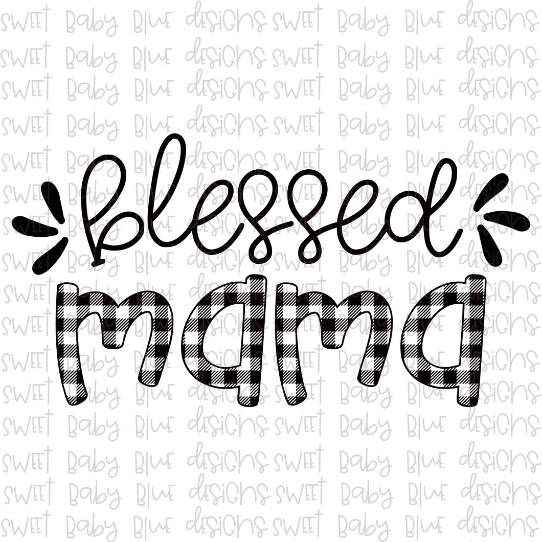 Blessed mama- Plaid- PNG file- Digital Download