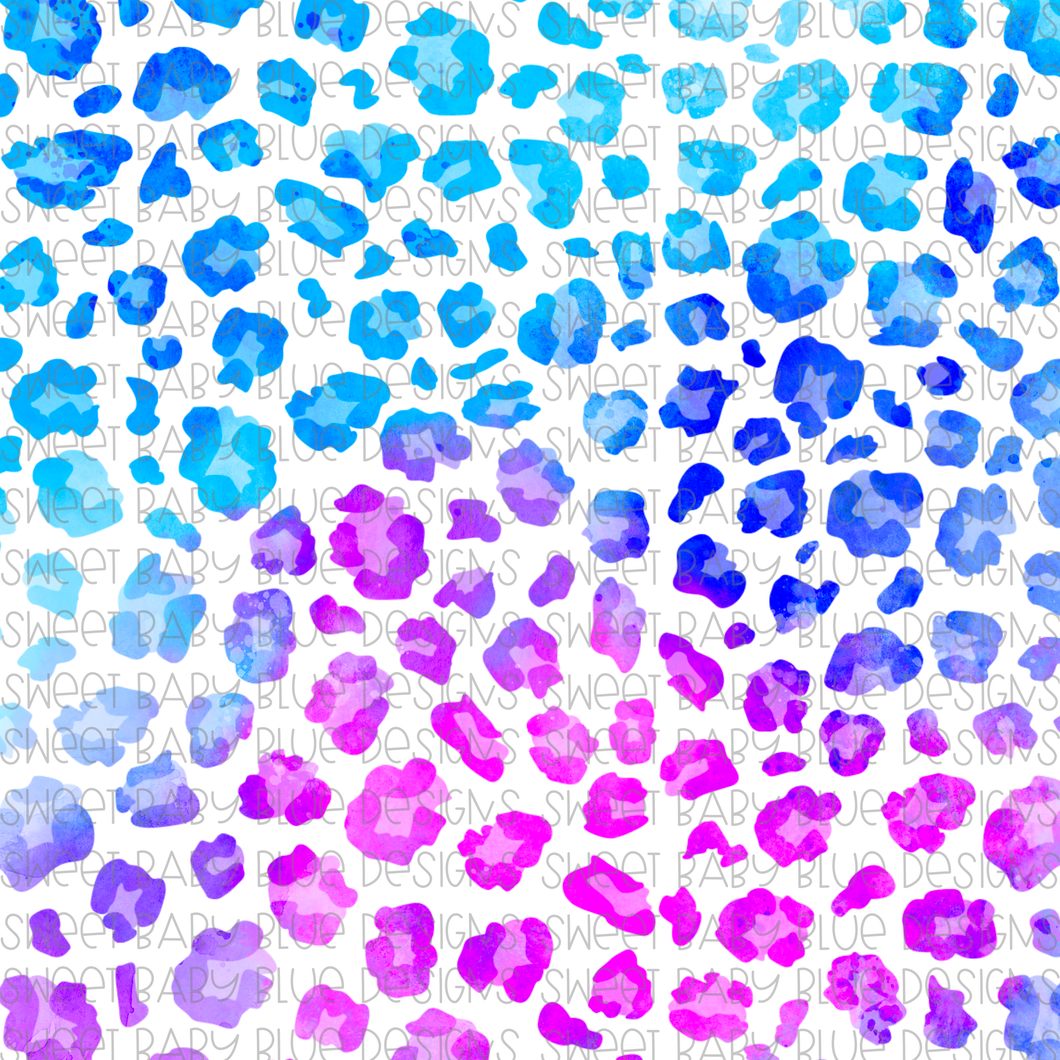 Blue and Purple Leopard Digital Paper- PNG file- Digital Download