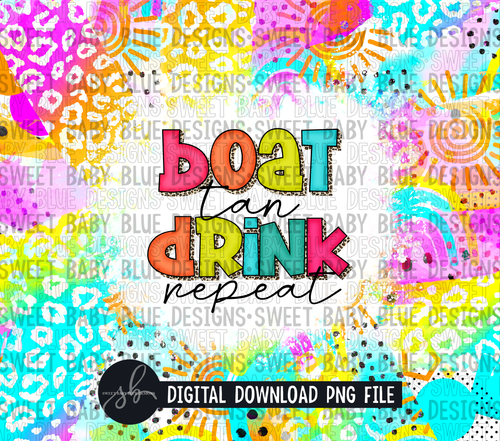 Boat tan drink repeat- 20 oz. skinny tumbler- 2022 -PNG file- Digital Download