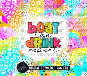 Boat tan drink repeat- 20 oz. skinny tumbler- 2022 -PNG file- Digital Download