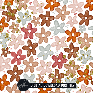 Floral boho digital paper with glitter- Digital paper - 2022 -PNG file- Digital Download