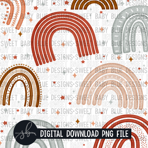 Boho rainbow digital paper- Digital paper - 2022 -PNG file- Digital Download
