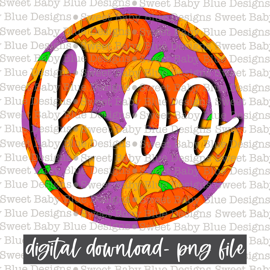 Boo- Halloween- Circle- 2021- PNG file- Digital Download