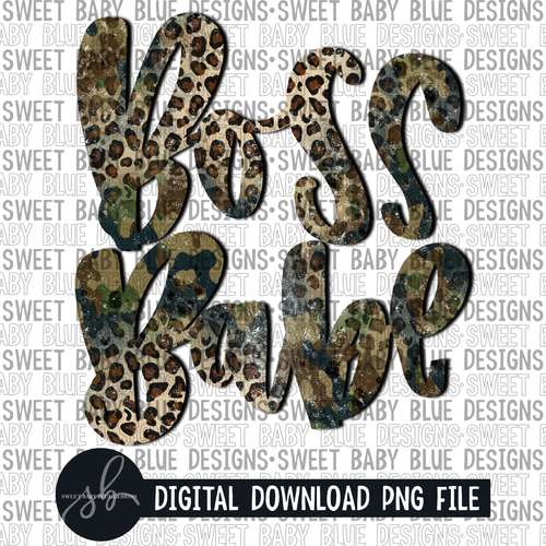 Boss babe- Camo- Leopard- 2022 - PNG file- Digital Download