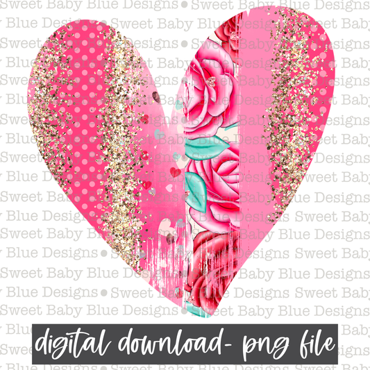 Brushstroke Heart- Valentine's Day- PNG file- Digital Download