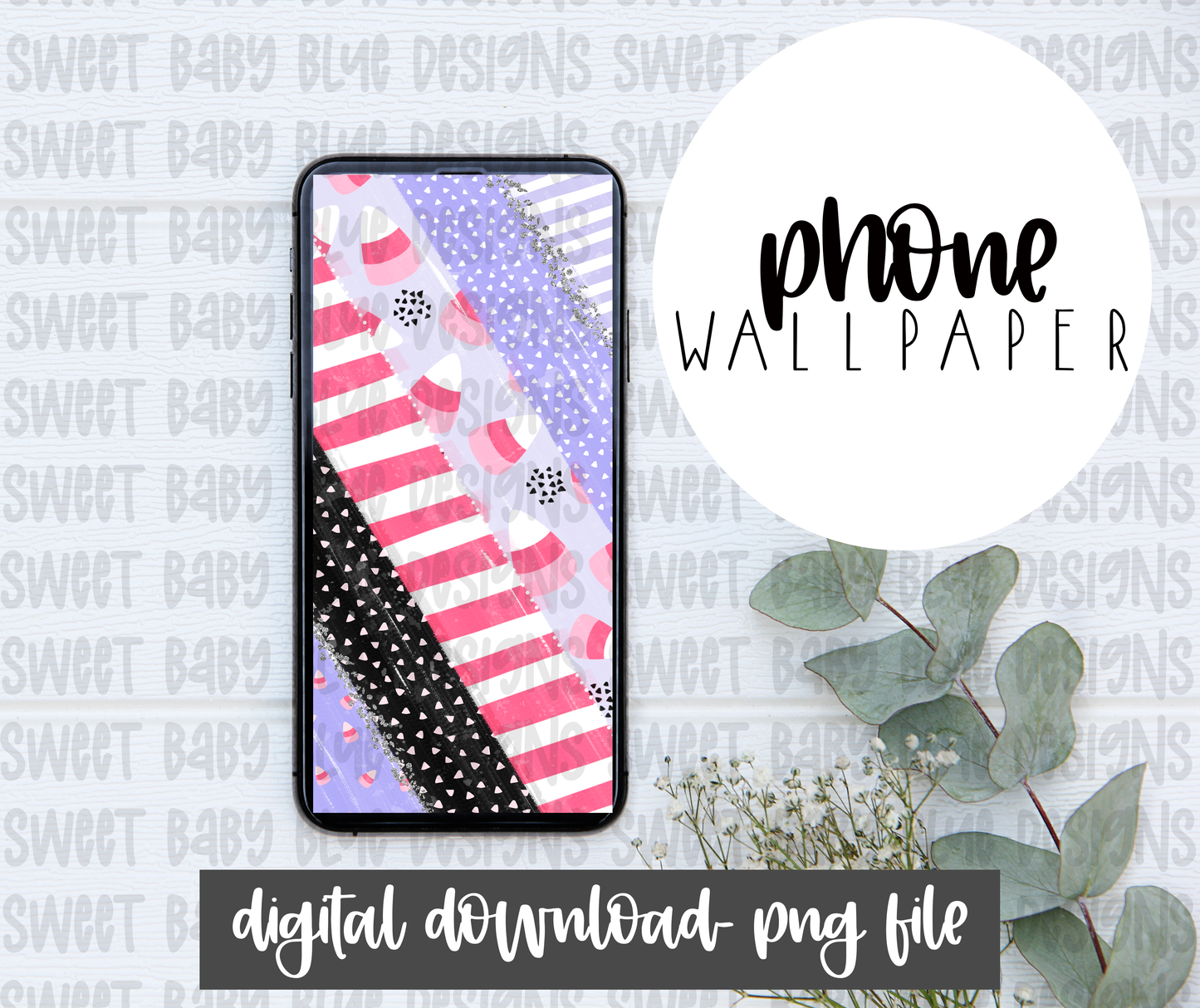 Candy Corn Brush- Phone Wallpaper- PNG file- Digital Download