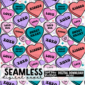 Candy heart- Seamless - Digital paper- 2023 - PNG file- Digital Download