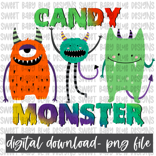 Candy Monster- Halloween- PNG file- Digital Download