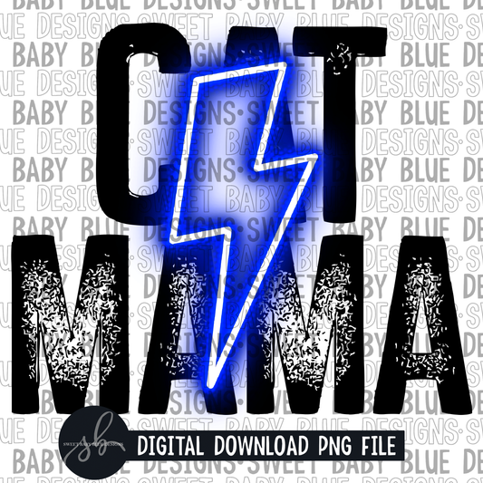 Cat mama- Blue bolt- 2022 - PNG file- Digital Download