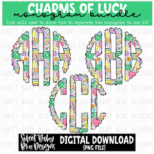 Charms of luck Monogram - Monogram Bundle- 2023 - PNG file- Digital Download