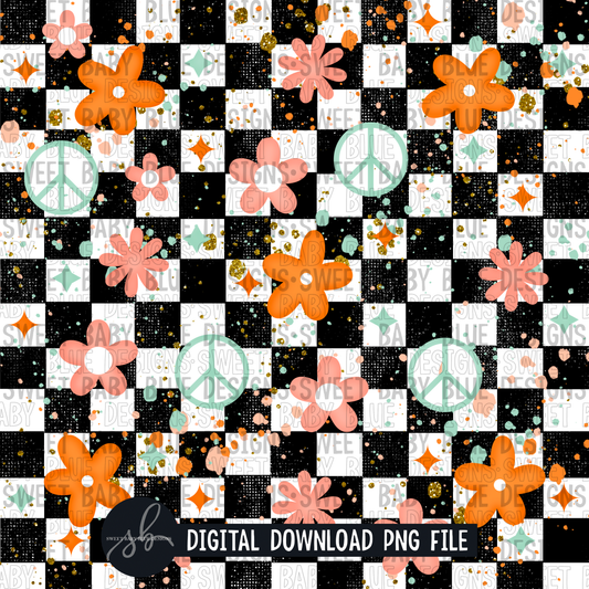 Checkered retro digital paper- 2022- PNG file- Digital Download