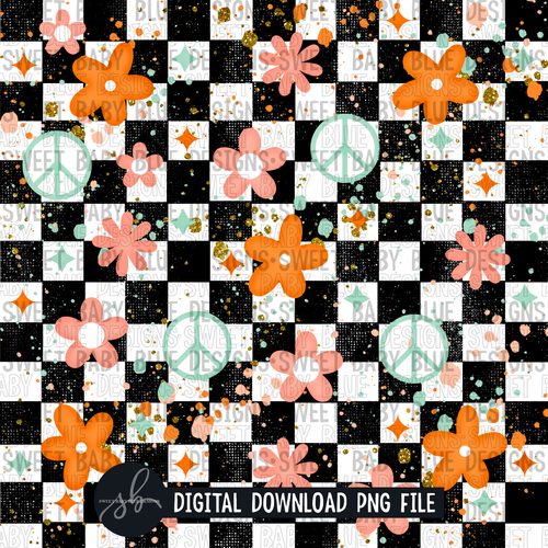 Checkered retro digital paper- 2022- PNG file- Digital Download