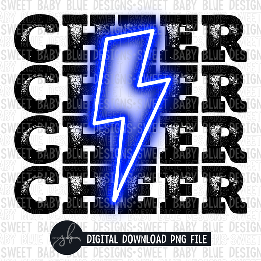 Cheer- Blue bolt- 2022 -PNG file- Digital Download