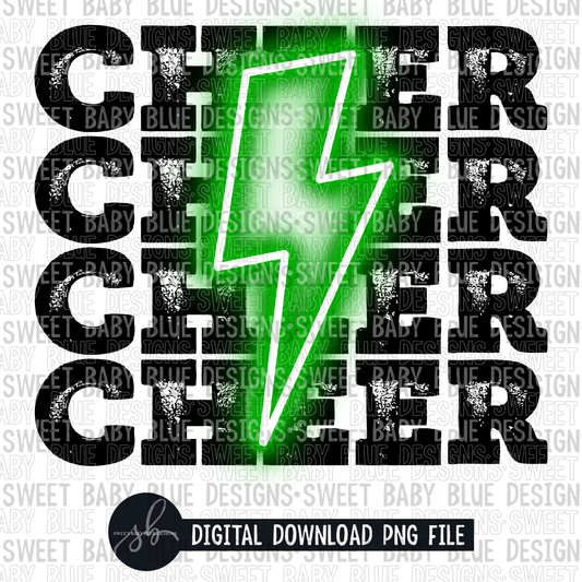 Cheer- Green bolt- 2022 -PNG file- Digital Download