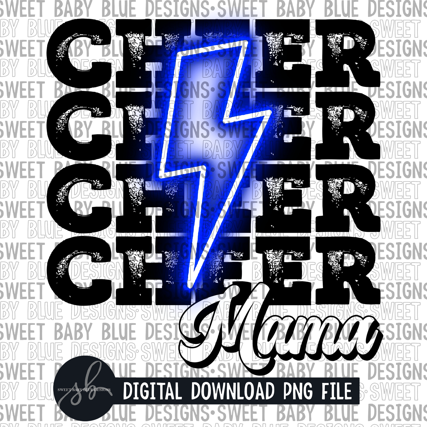 Cheer mama- Blue bolt- 2022 -PNG file- Digital Download