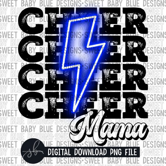 Cheer mama- Blue bolt- 2022 -PNG file- Digital Download