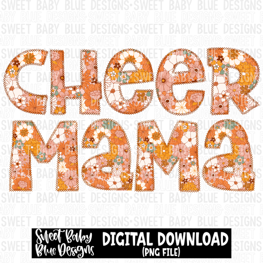 Cheer mama- Floral- Stitch font - 2023 - PNG file- Digital Download