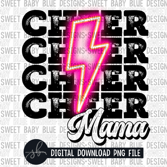 Cheer mama- Pink bolt- 2022 - PNG file- Digital Download