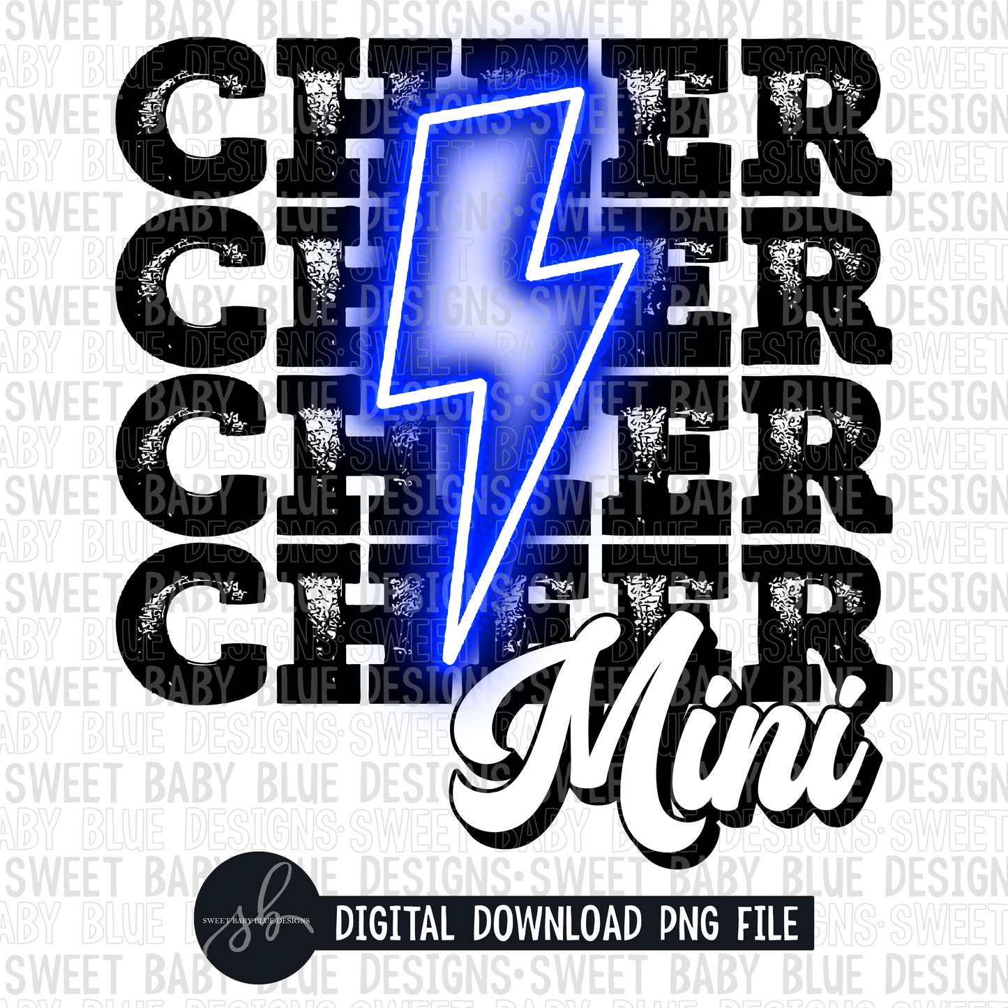 Cheer mini- Blue bolt- 2022 -PNG file- Digital Download