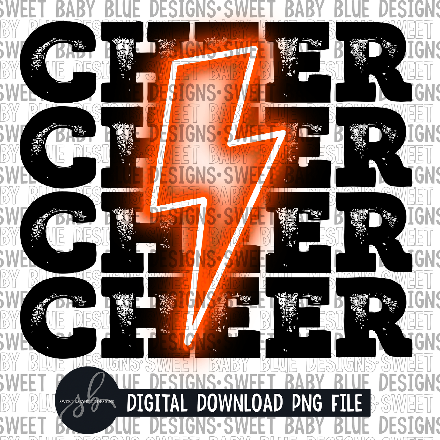 Cheer- Orange bolt- 2022 -PNG file- Digital Download