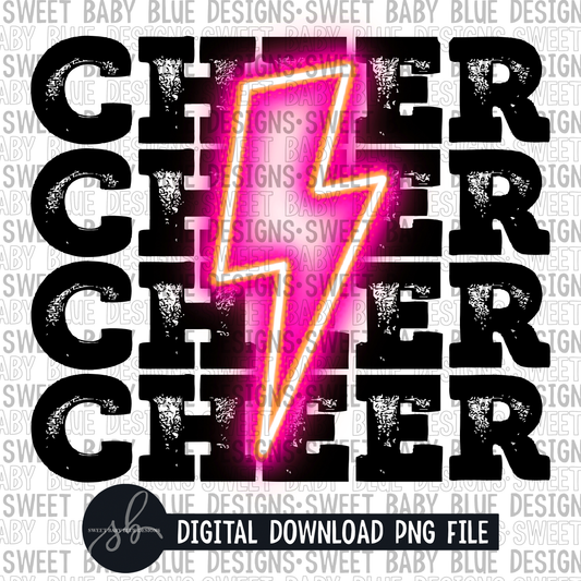 Cheer- Pink bolt- 2022 - PNG file- Digital Download