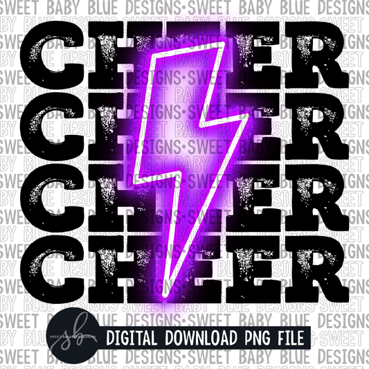 Cheer- Purple bolt- 2022 -PNG file- Digital Download