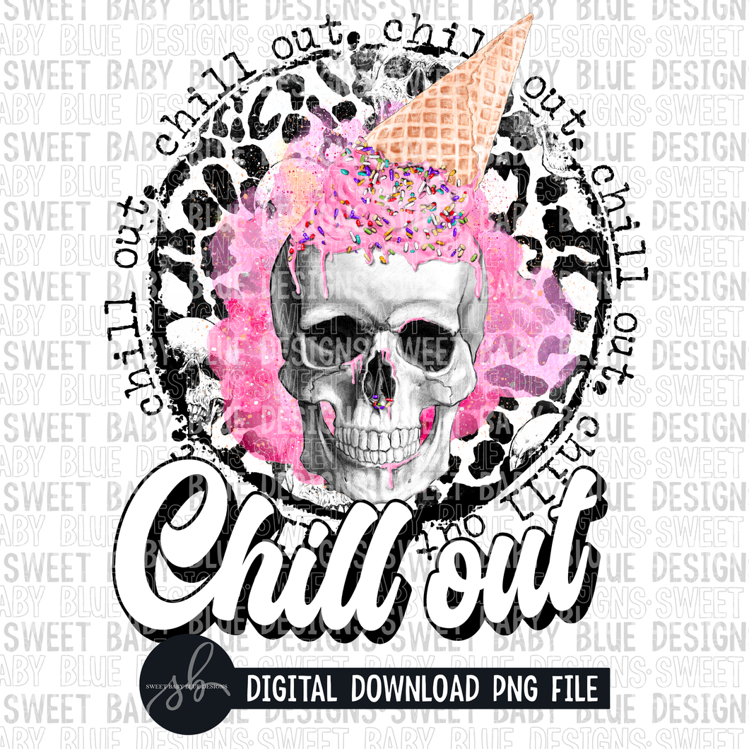 Chill out- Skeleton- Ice cream- Leopard- Summer- 2022- PNG file- Digital Download