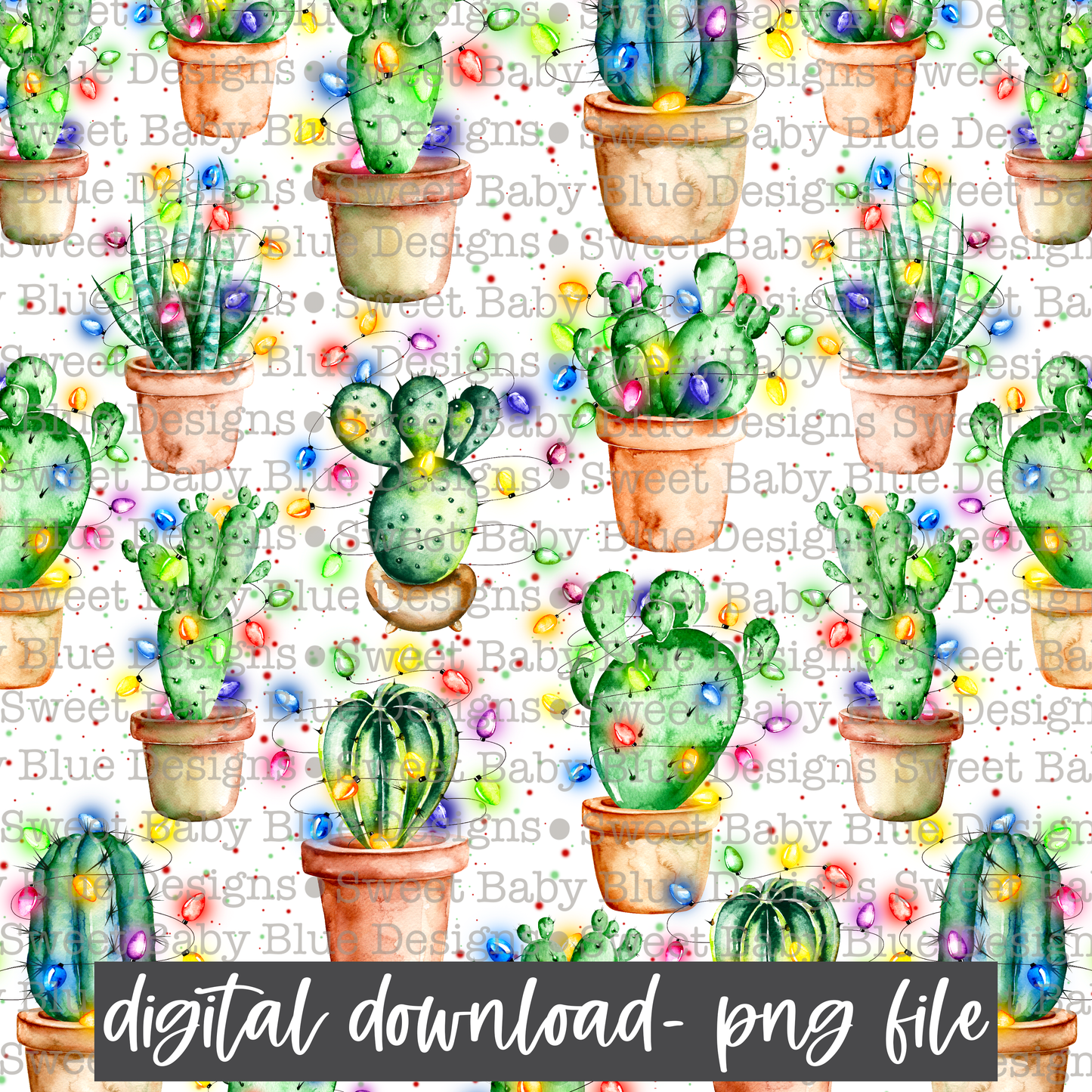 Holiday cactus- Christmas- Digital Paper- 2021- PNG file- Digital Download