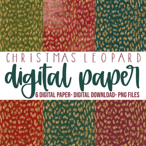 Christmas Leopard Digital paper- PNG file- Digital Download