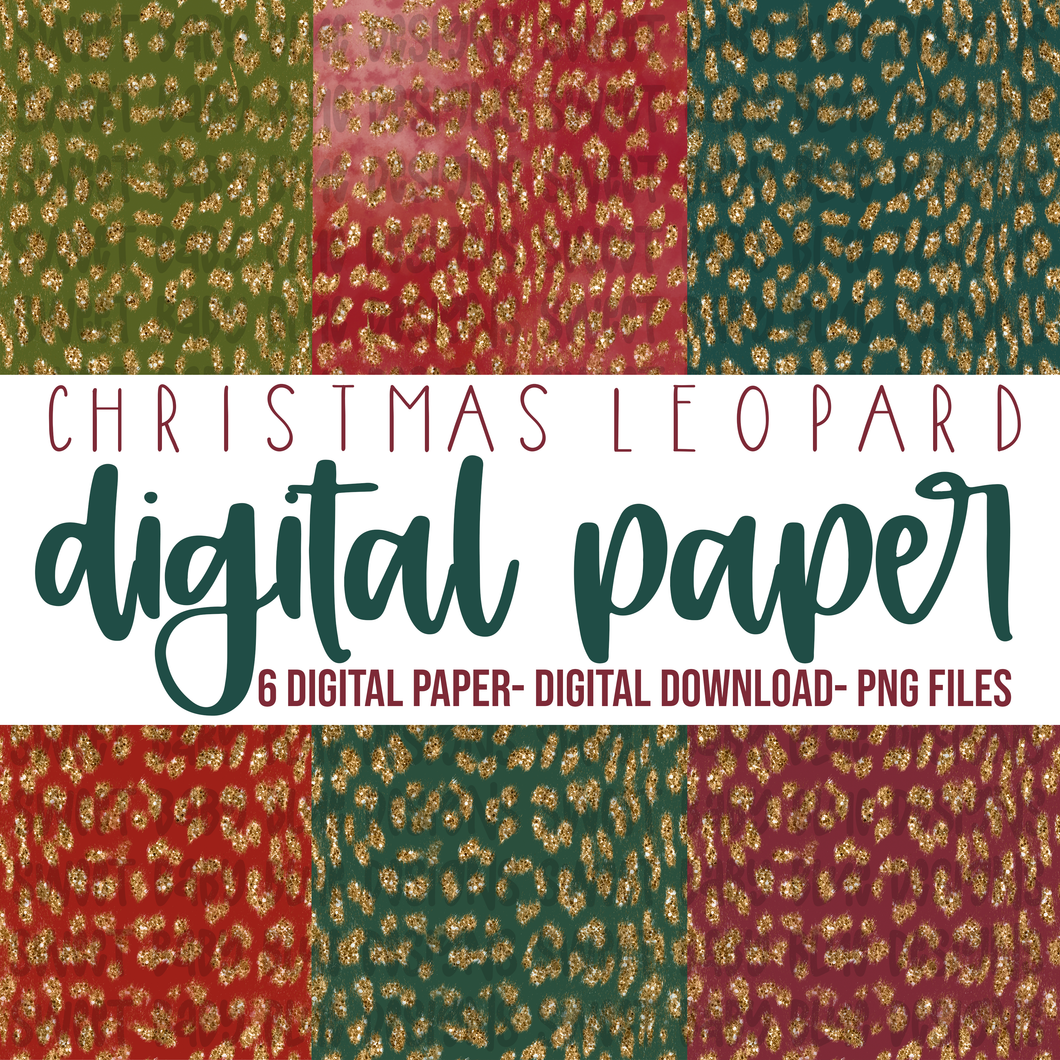 Christmas Leopard Digital paper- PNG file- Digital Download