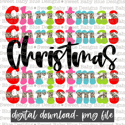 Christmas- Stacked- Leopard - 2021- PNG file- Digital Download