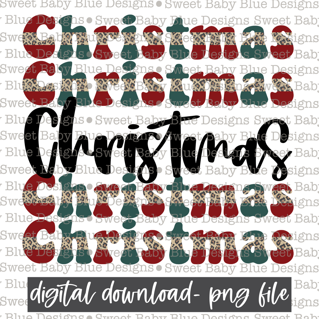 Christmas- Traditional- Stacked- Leopard - 2021- PNG file- Digital Download
