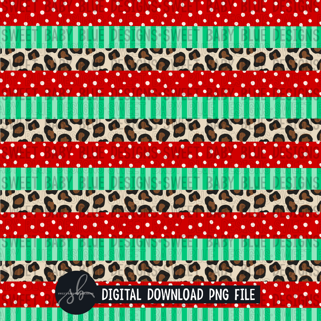 Christmas stripe digital paper- Leopard- Digital paper- 2022- PNG file- Digital Download