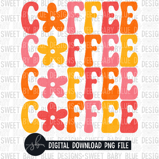 Coffee- Retro- Flower- 2022 - PNG file- Digital Download