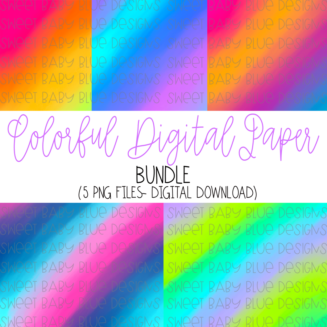 Colorful Digital paper- Bundle - PNG file- Digital Download