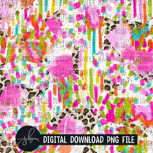 Colorful brushstroke leopard digital paper-  Digital paper - 2022 -PNG file- Digital Download
