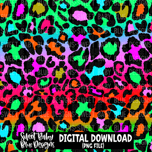 Colorful leopard ombre- Digital paper- 2023 - PNG file- Digital Download