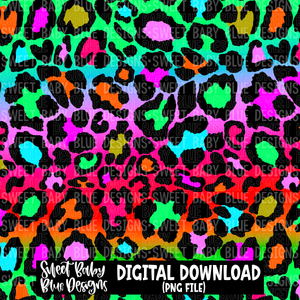 Colorful leopard ombre- Digital paper- 2023 - PNG file- Digital Download