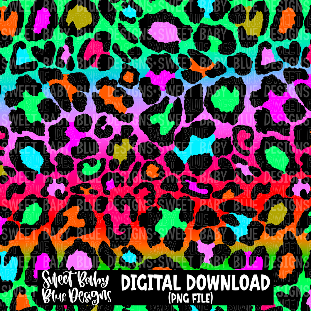 Colorful leopard ombre- Digital paper- 2023 - PNG file- Digital Download