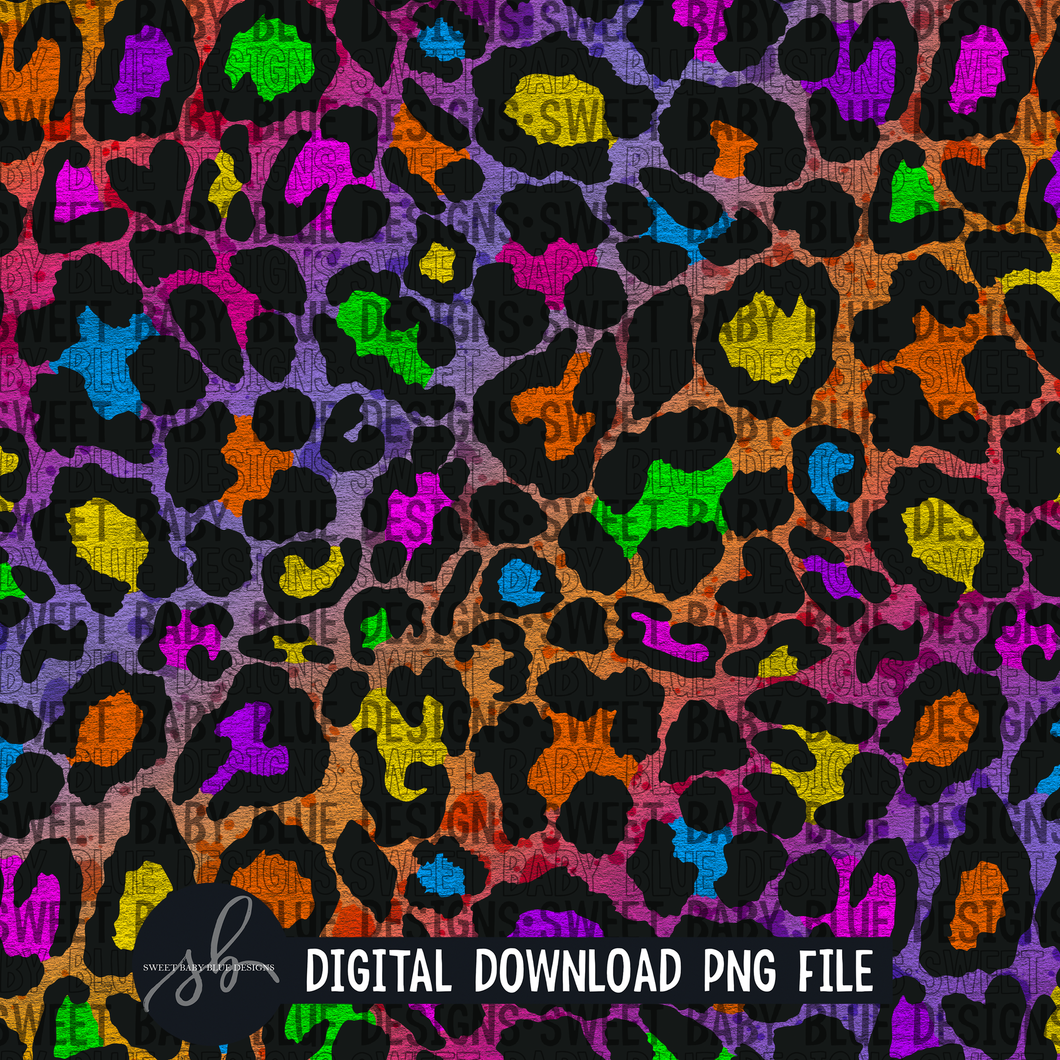 Colorful leopard- Paint splash- Digital paper - 2022 -PNG file- Digital Download