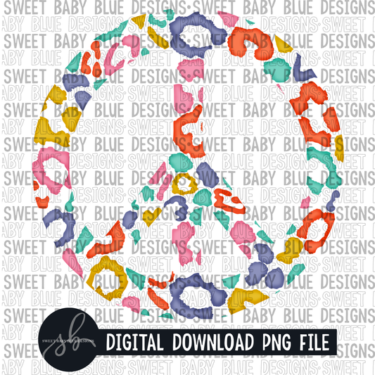 Colorful leopard peace- 2022 - PNG file- Digital Download